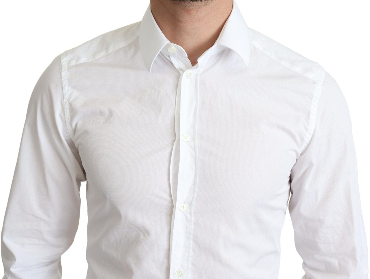 Dolce & Gabbana White Cotton Long Sleeves Men Formal Shirt Wit