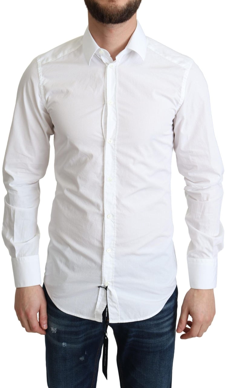 Dolce & Gabbana White Cotton Long Sleeves Men Formal Shirt Wit