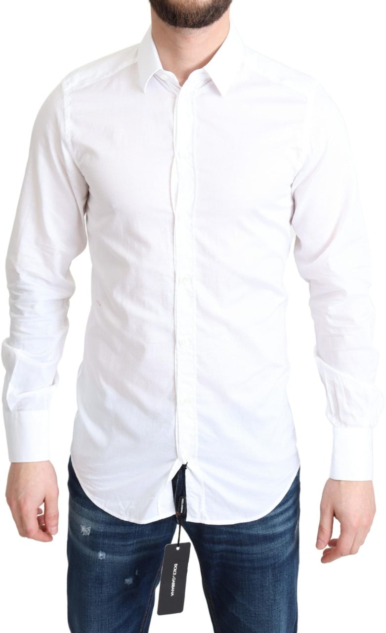 Dolce & Gabbana White Cotton Long Sleeves Formal Shirt Wit