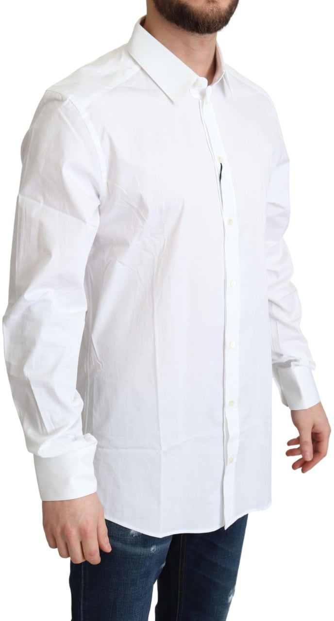 Dolce & Gabbana White Cotton Stretch Men Dress Formal Shirt Wit