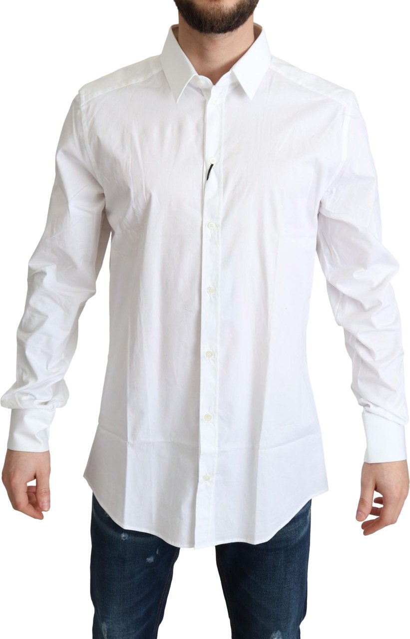 Dolce & Gabbana White Cotton Stretch Men Dress Formal Shirt Wit