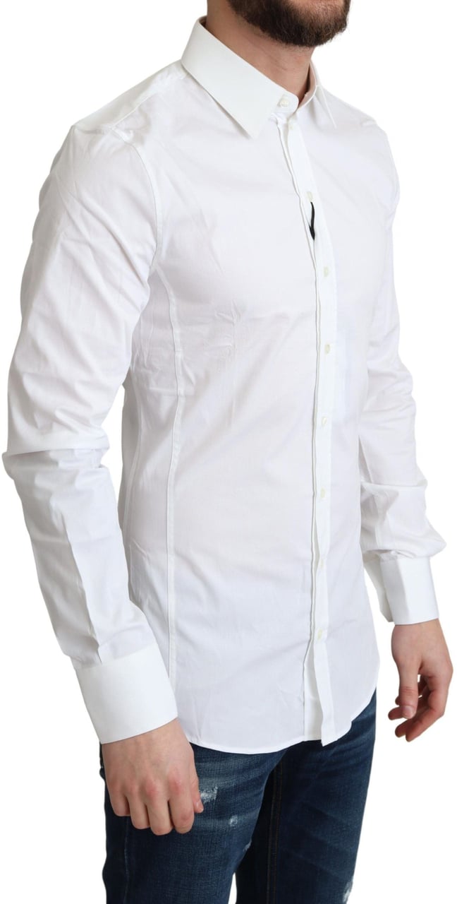 Dolce & Gabbana White Cotton Stretch Men Formal SICILIA Shirt Wit
