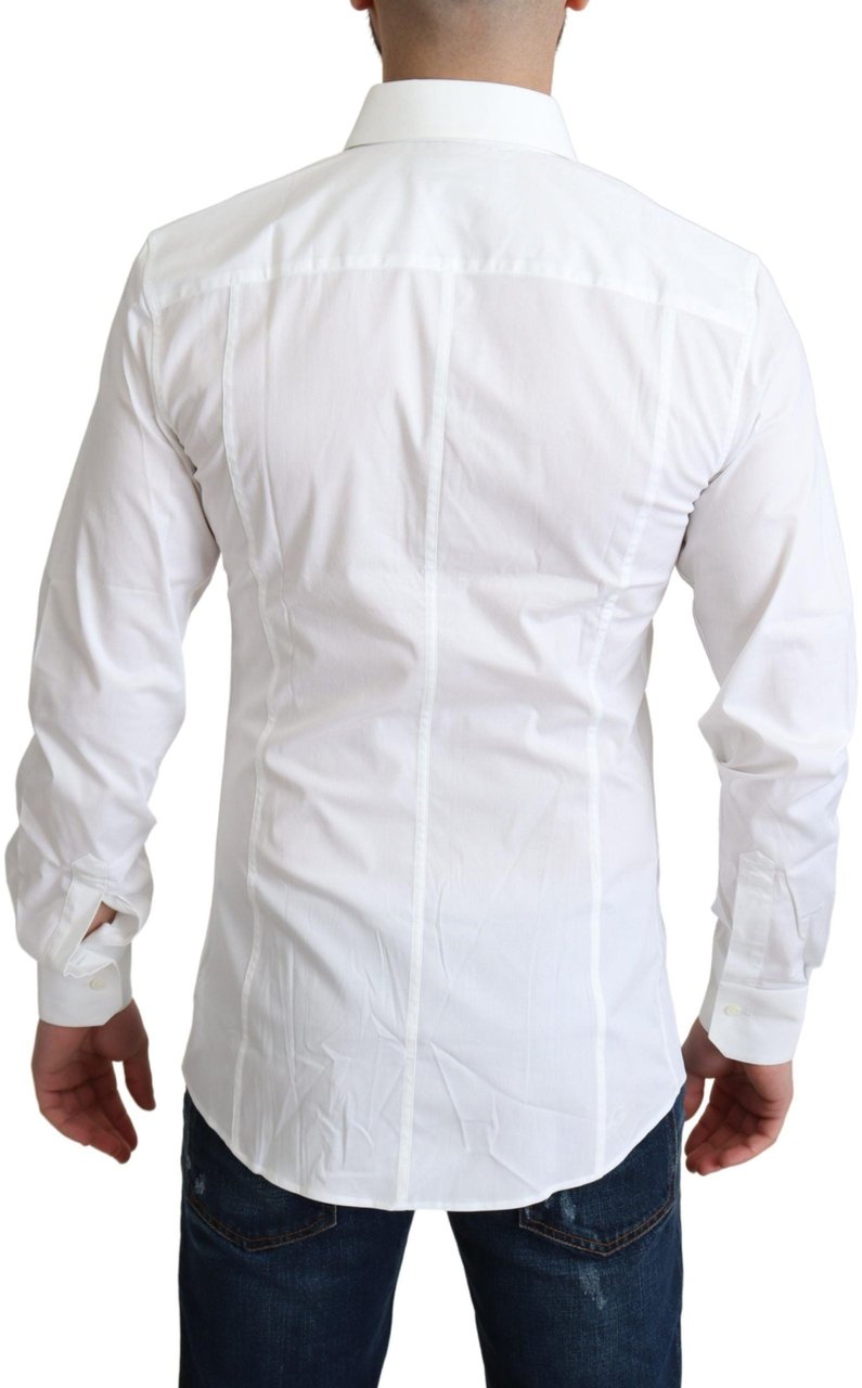 Dolce & Gabbana White Cotton Stretch Men Formal SICILIA Shirt Wit