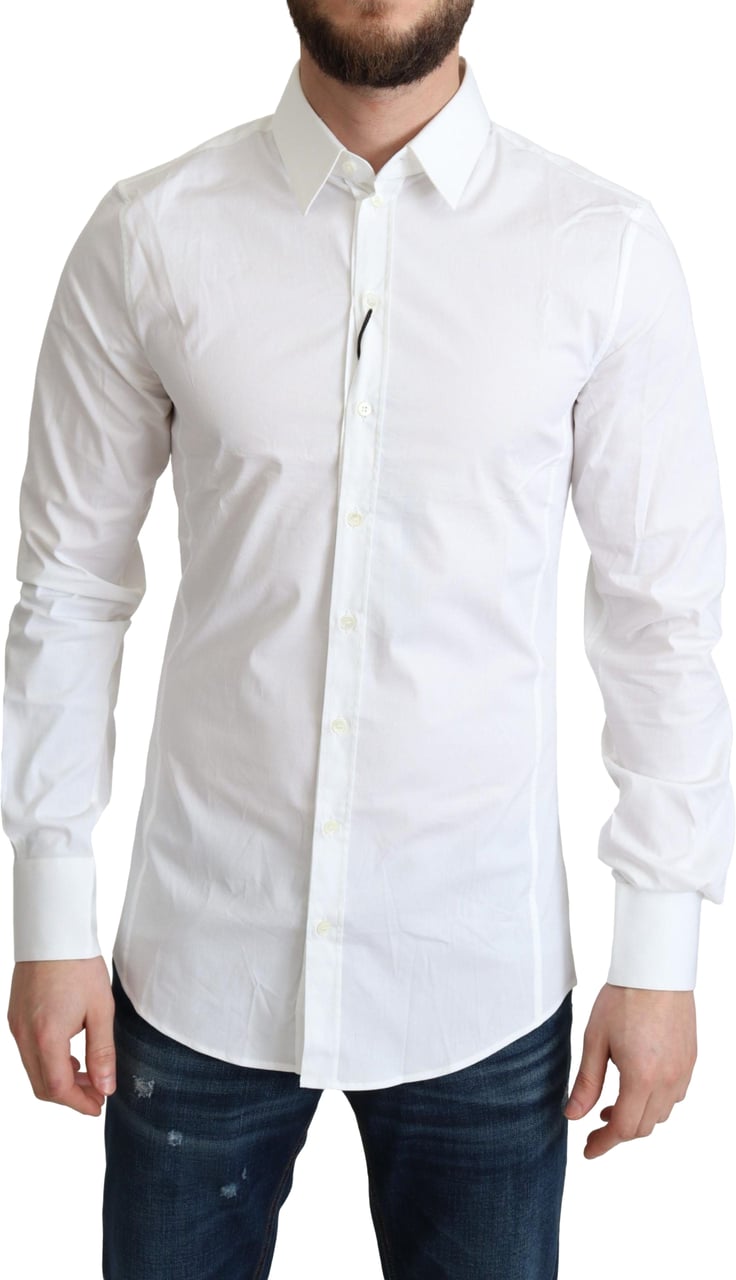 Dolce & Gabbana White Cotton Stretch Men Formal SICILIA Shirt Wit