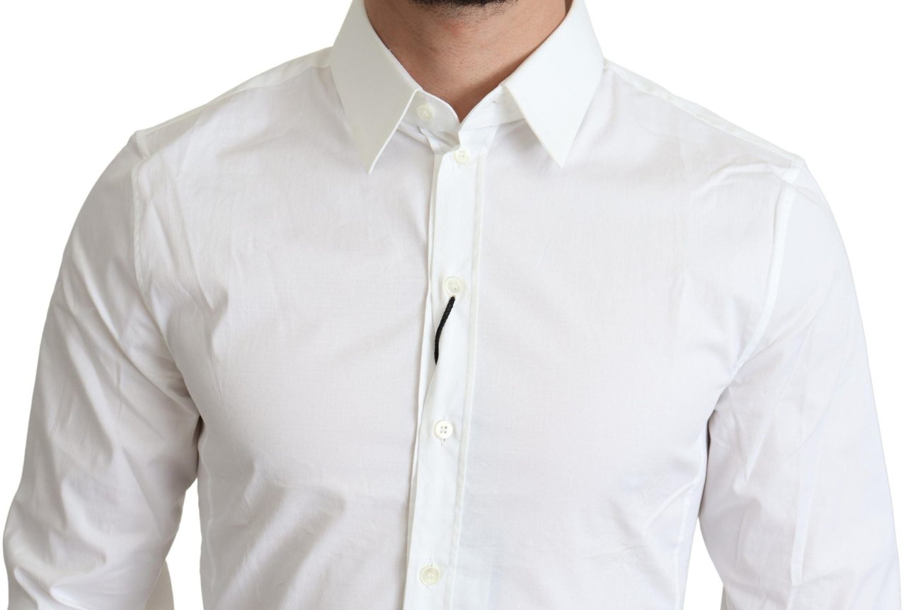 Dolce & Gabbana White Cotton Stretch Men Formal SICILIA Shirt Wit