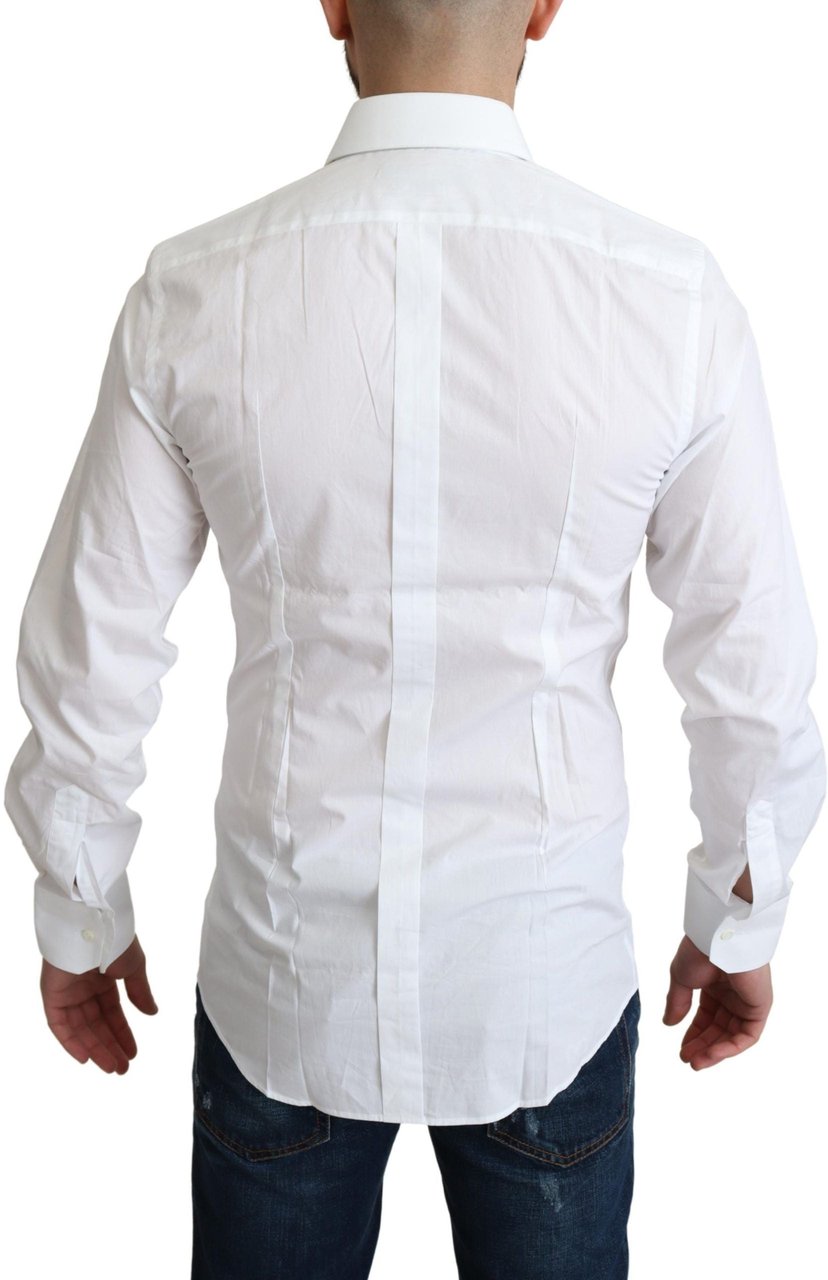 Dolce & Gabbana White Pure Cotton Men Dress Formal Shirt Wit