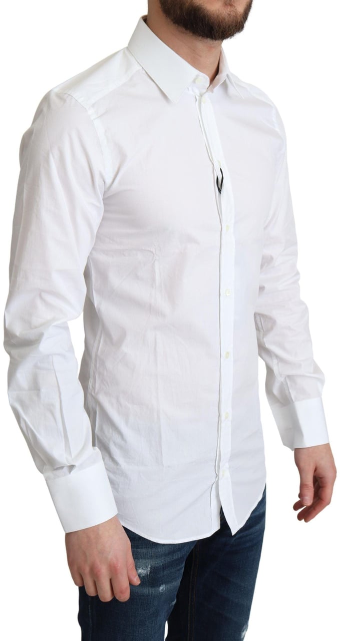 Dolce & Gabbana White Pure Cotton Men Dress Formal Shirt Wit