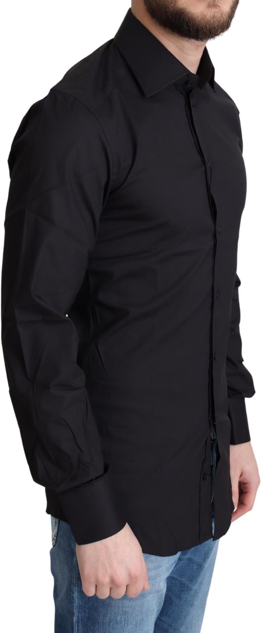Dolce & Gabbana Black Cotton Blend Formal Dress Shirt Zwart