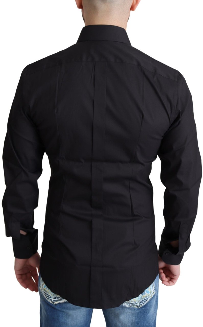 Dolce & Gabbana Black Cotton Blend Formal Dress Shirt Zwart