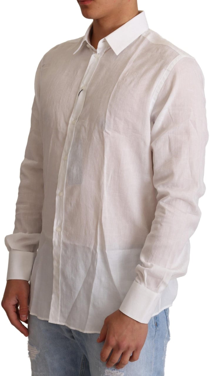 Dolce & Gabbana White Cotton Floral Pattern MARTINI Shirt Wit