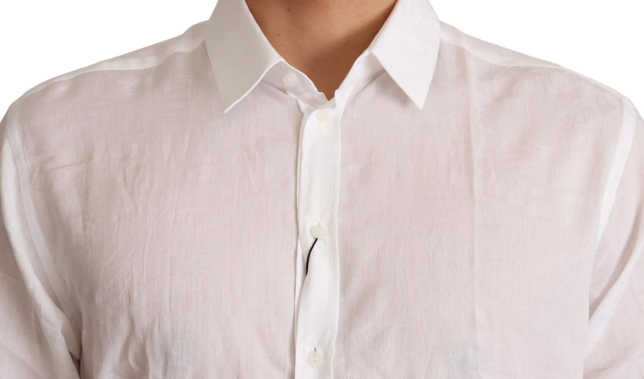Dolce & Gabbana White Cotton Floral Pattern MARTINI Shirt Wit