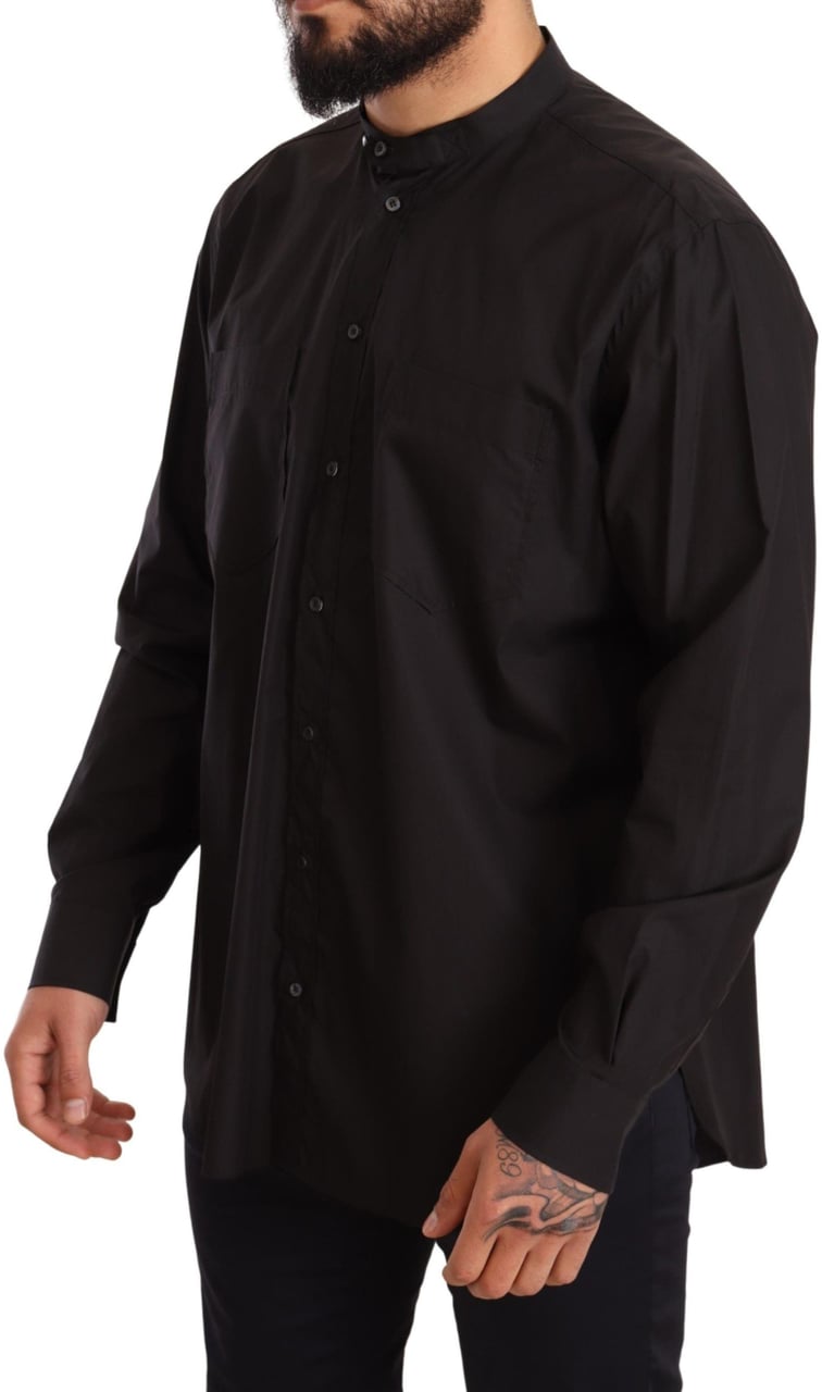 Dolce & Gabbana Black 100% Cotton Formal Dress Top Shirt Zwart