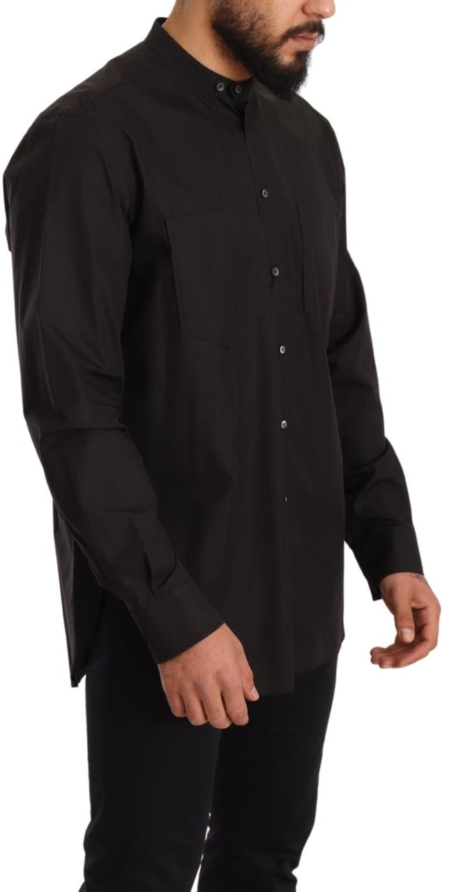Dolce & Gabbana Black 100% Cotton Formal Dress Top Shirt Zwart