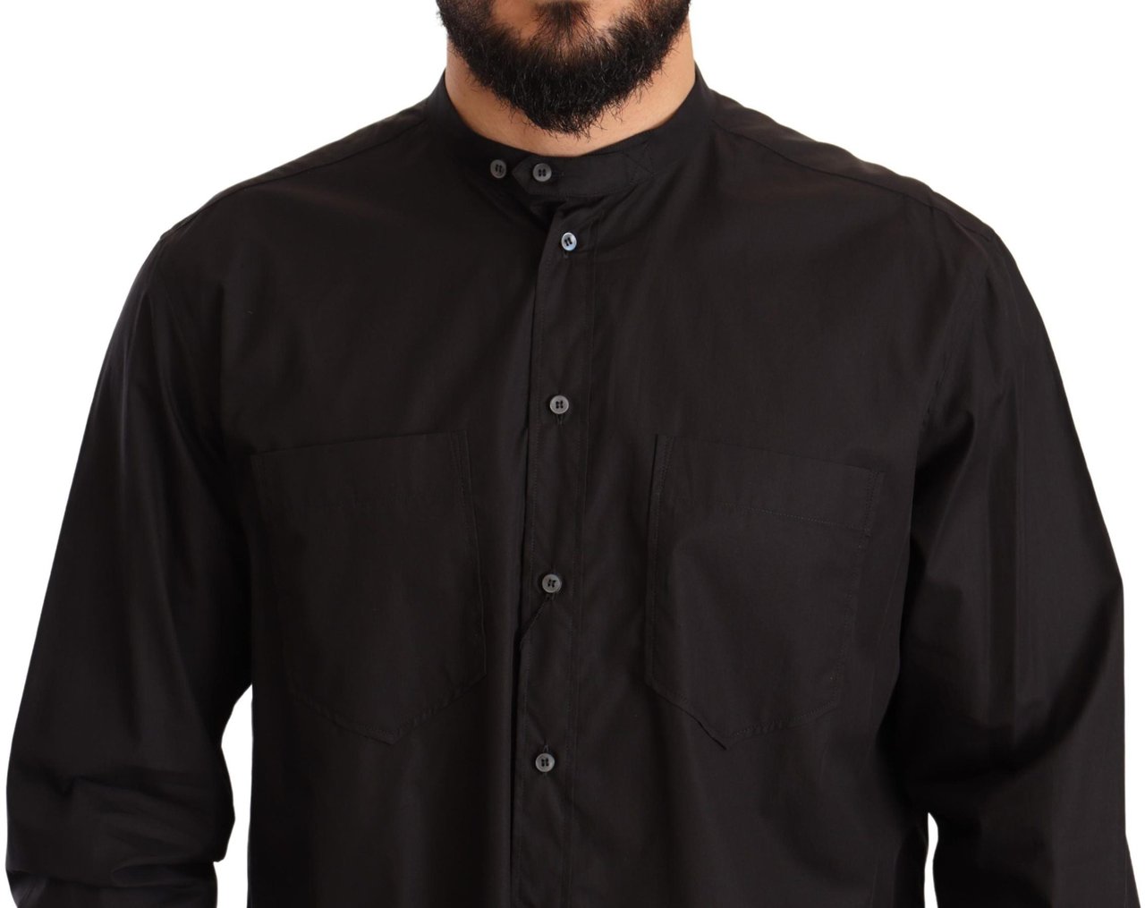Dolce & Gabbana Black 100% Cotton Formal Dress Top Shirt Zwart