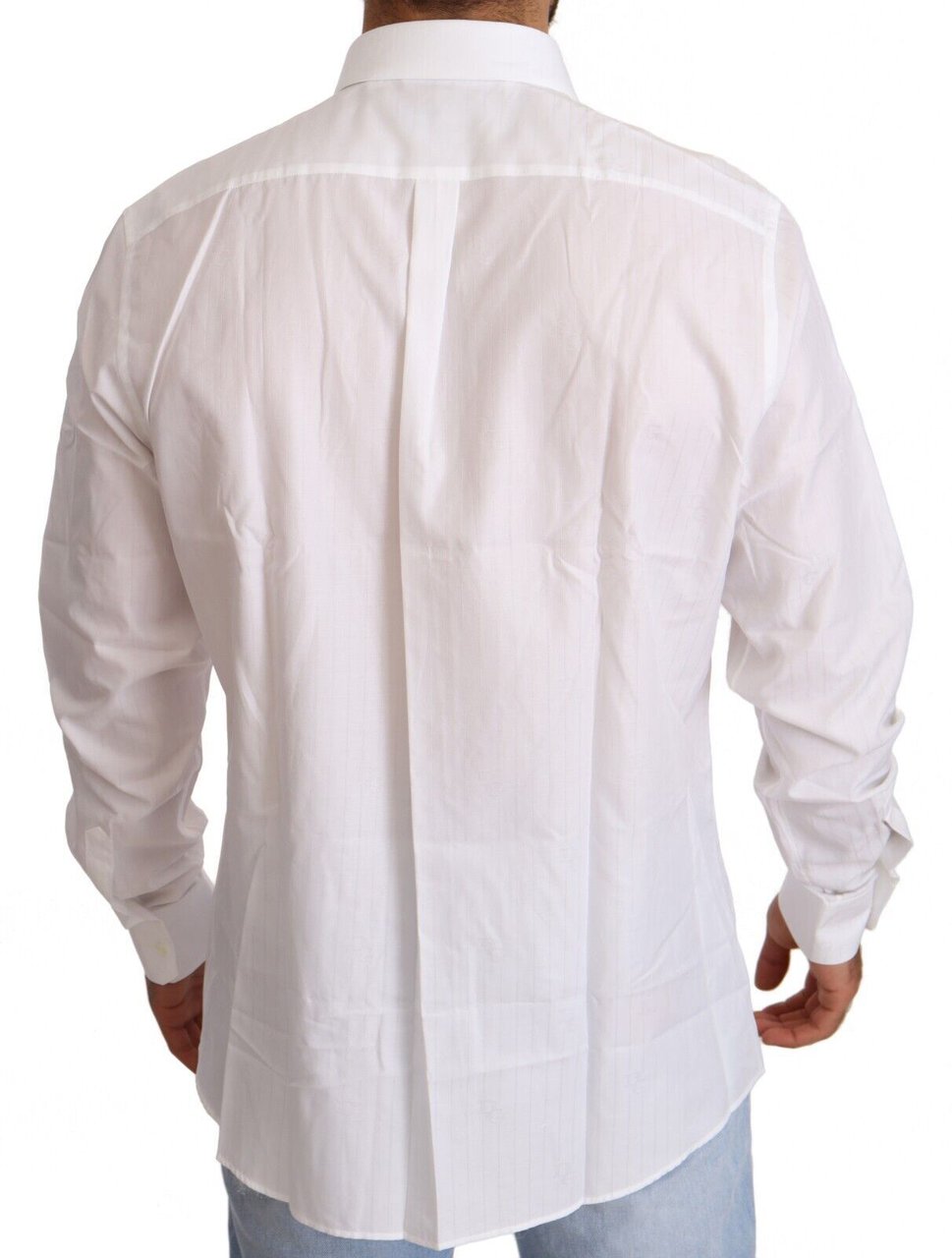 Dolce & Gabbana White Cotton Slim Fit Men MARTINI Shirt Wit