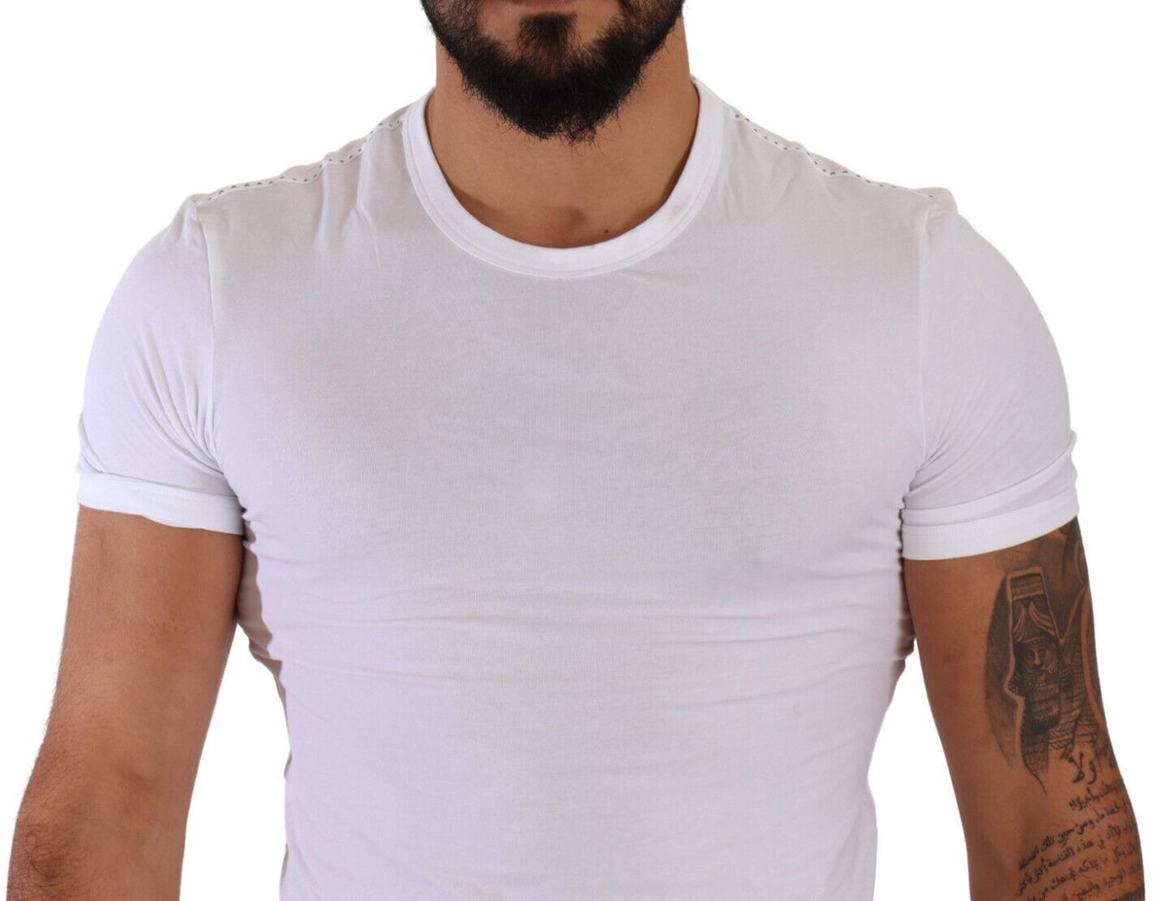 Dolce & Gabbana White Round Neck Cotton Stretch T-shirt Underwear Zwart