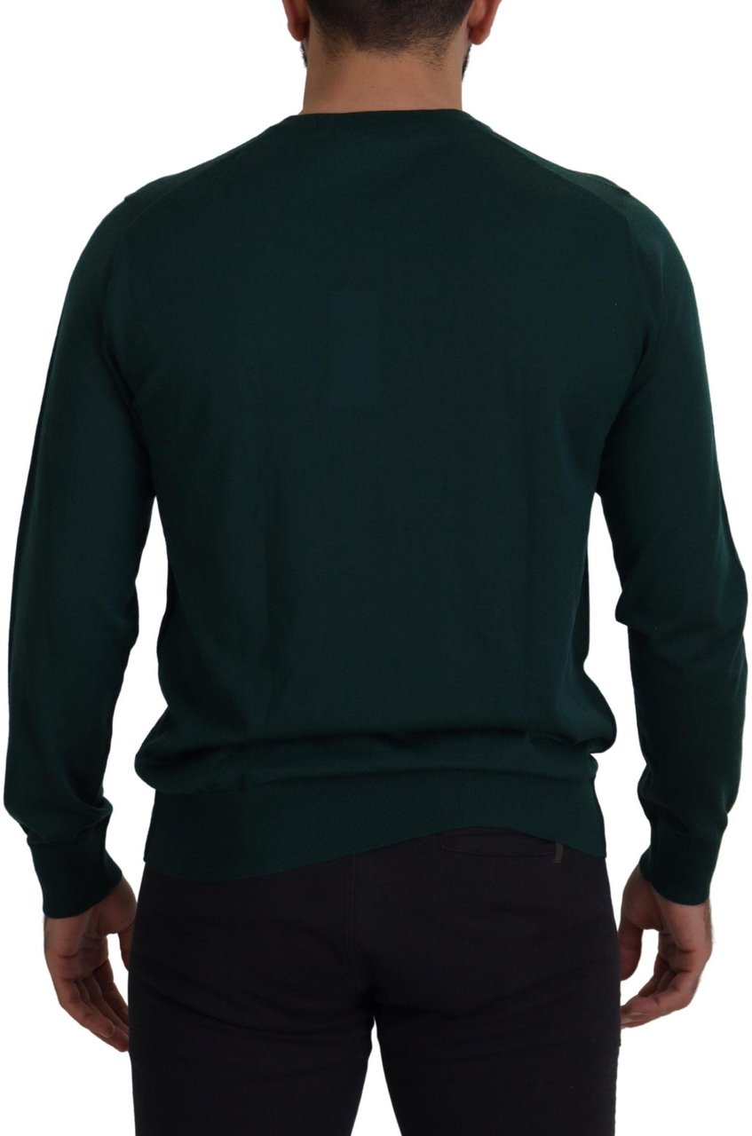 Dolce & Gabbana Green Cashmere Crewneck Pullover Sweater Groen