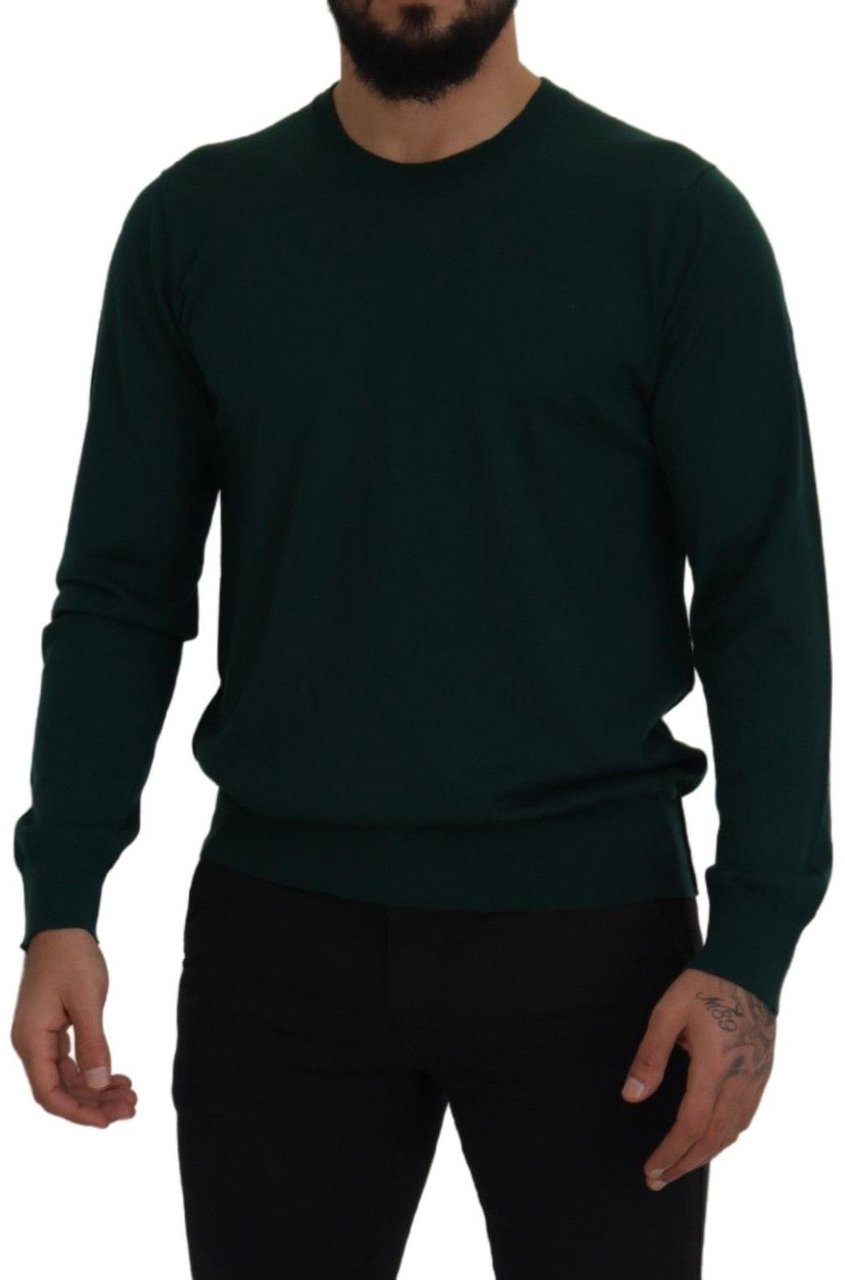 Dolce & Gabbana Green Cashmere Crewneck Pullover Sweater Groen