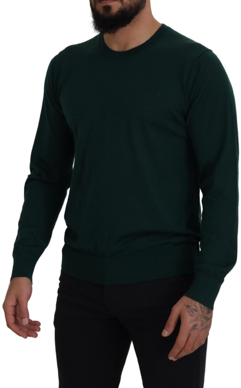 Dolce & Gabbana Green Cashmere Crewneck Pullover Sweater Groen