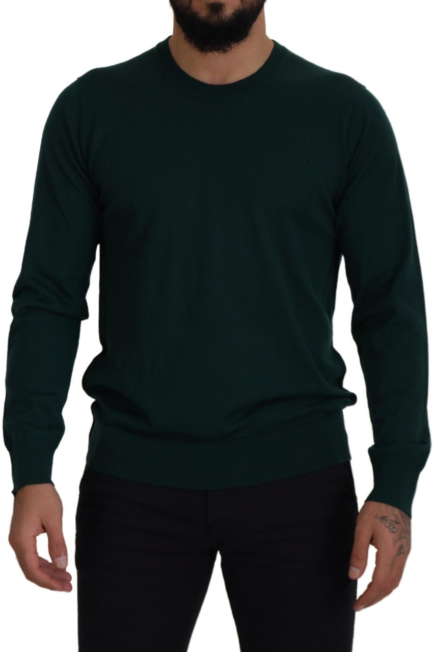 Dolce & Gabbana Green Cashmere Crewneck Pullover Sweater Groen