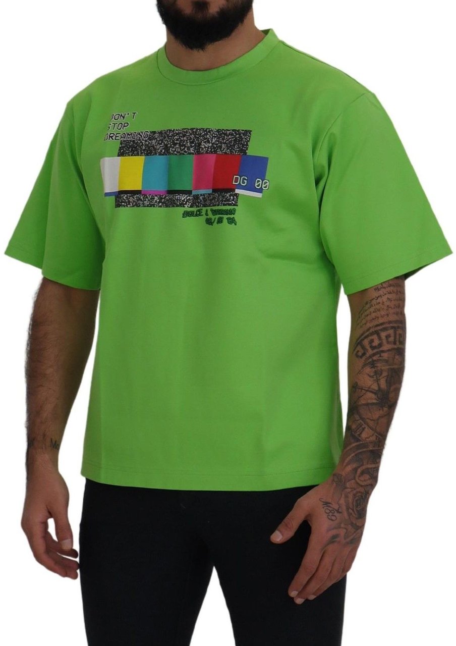 Dolce & Gabbana Green Cotton DG CHANNEL Top T-shirt Groen