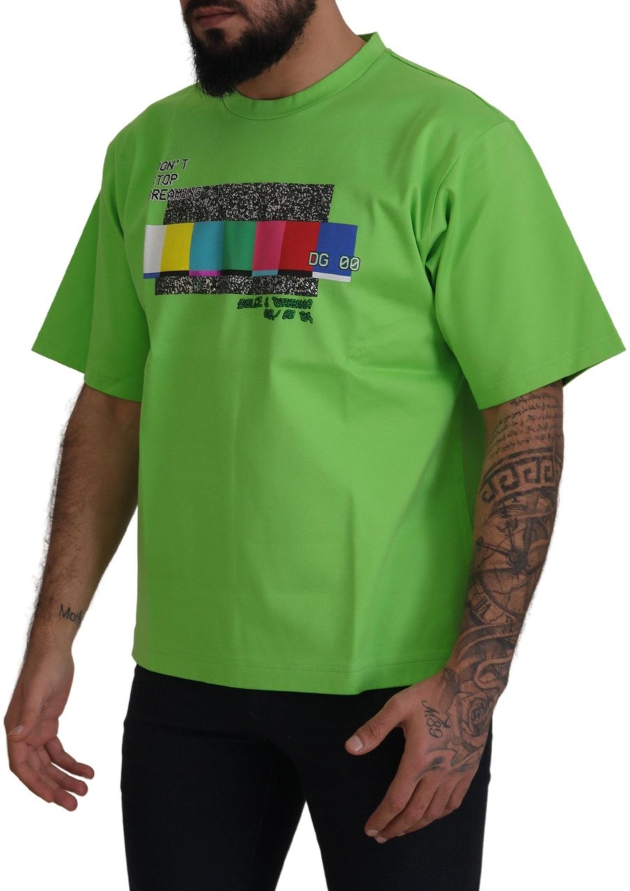 Dolce & Gabbana Green Cotton DG CHANNEL Top T-shirt Groen