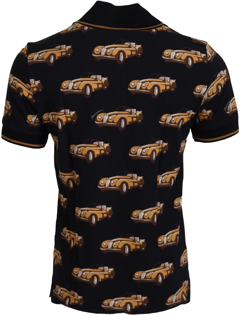 Dolce & Gabbana Black Car Print Short Sleeve Polo T-shirt Zwart