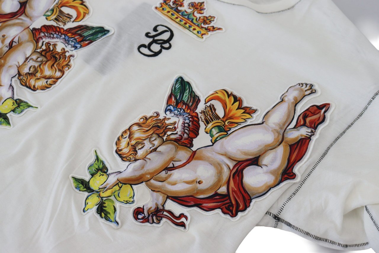 Dolce & Gabbana White Printed Short Sleeves Men T-shirt Wit