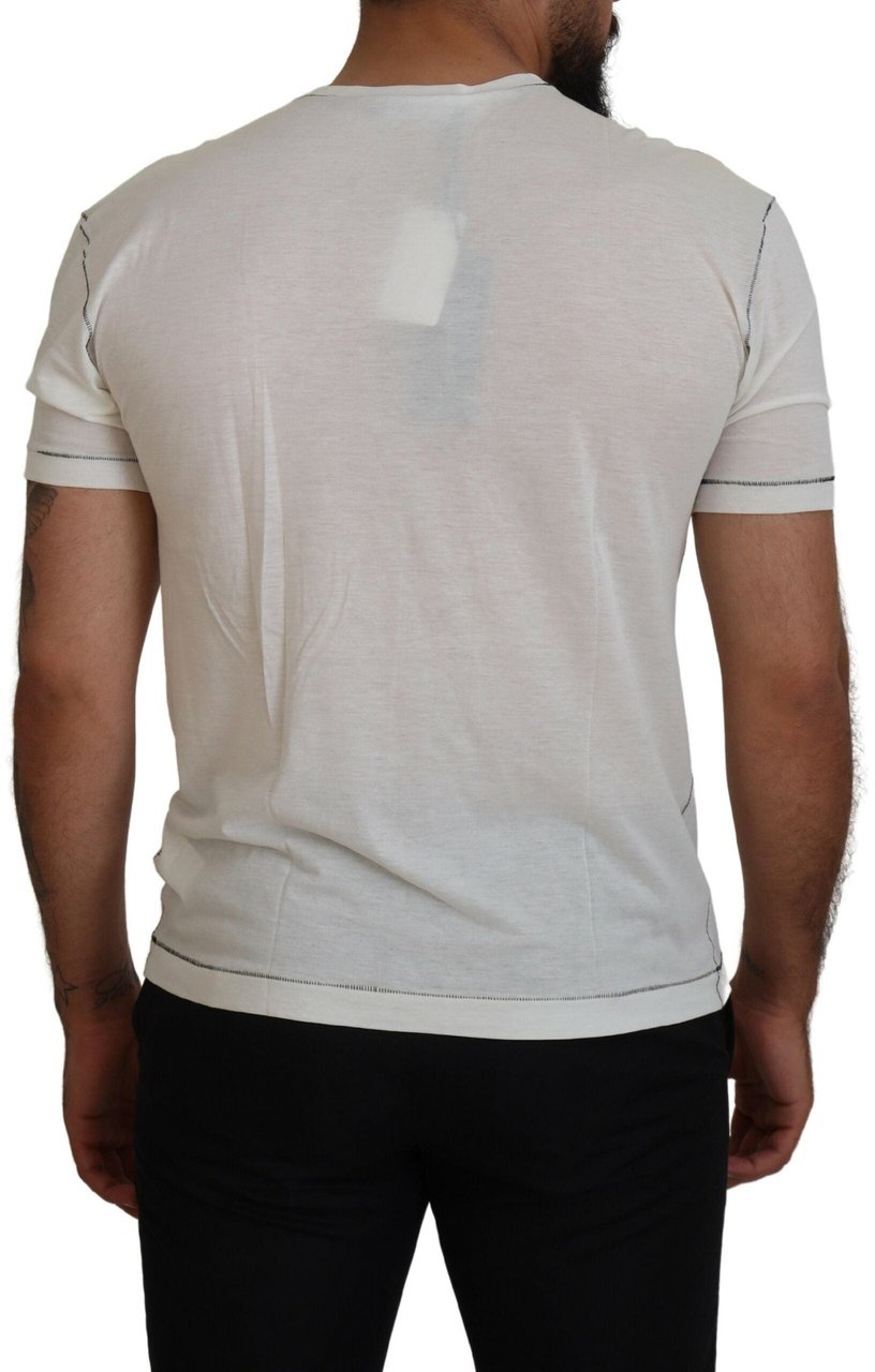 Dolce & Gabbana White Printed Short Sleeves Men T-shirt Wit