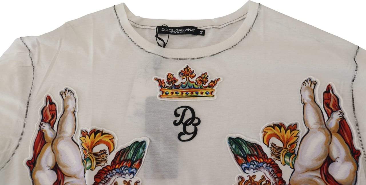 Dolce & Gabbana White Printed Short Sleeves Men T-shirt Wit