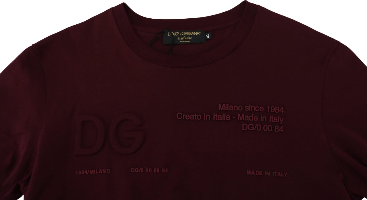 Dolce & Gabbana Maroon Printed Short Sleeves Men T-shirt Maroon