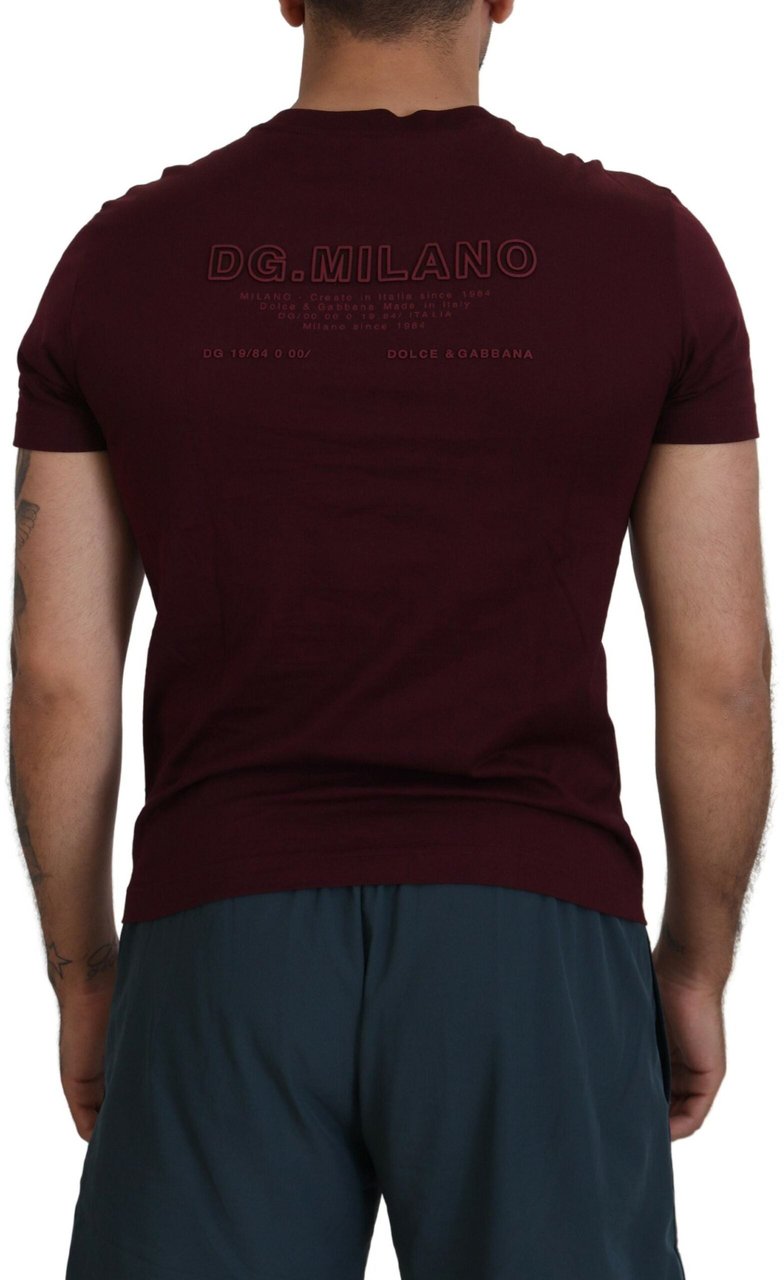 Dolce & Gabbana Maroon Printed Short Sleeves Men T-shirt Maroon