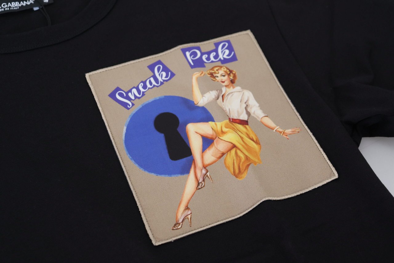 Dolce & Gabbana Black Sneak Peek Cotton Short Sleeve T-shirt Zwart