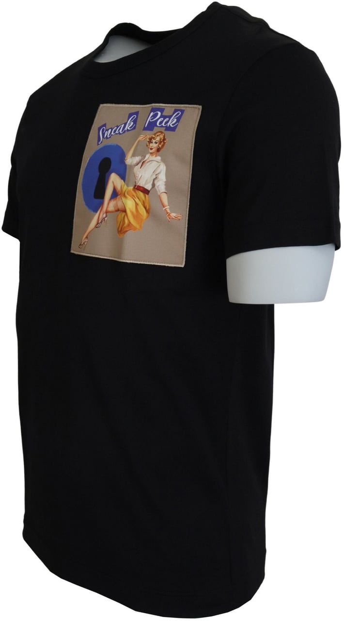Dolce & Gabbana Black Sneak Peek Cotton Short Sleeve T-shirt Zwart