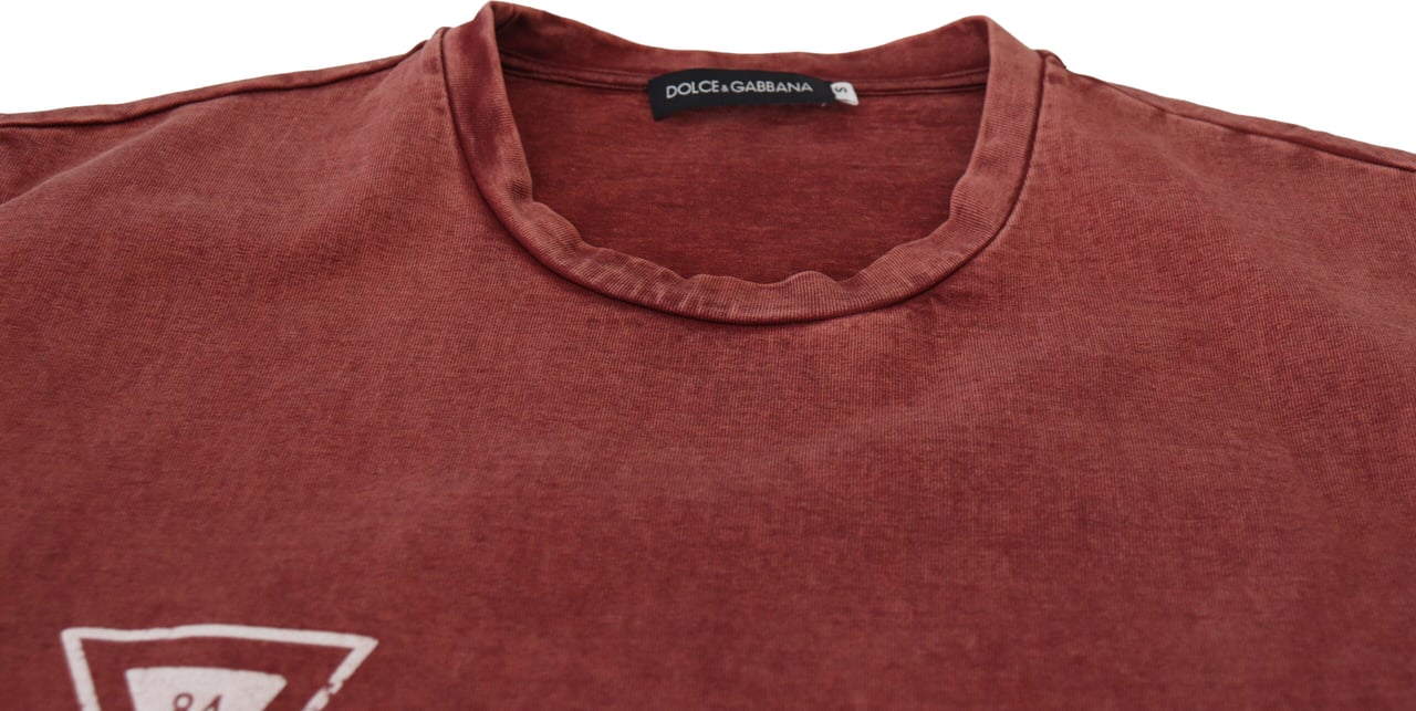 Dolce & Gabbana Maroon Print Round Neck Short Sleeves T-shirt Maroon