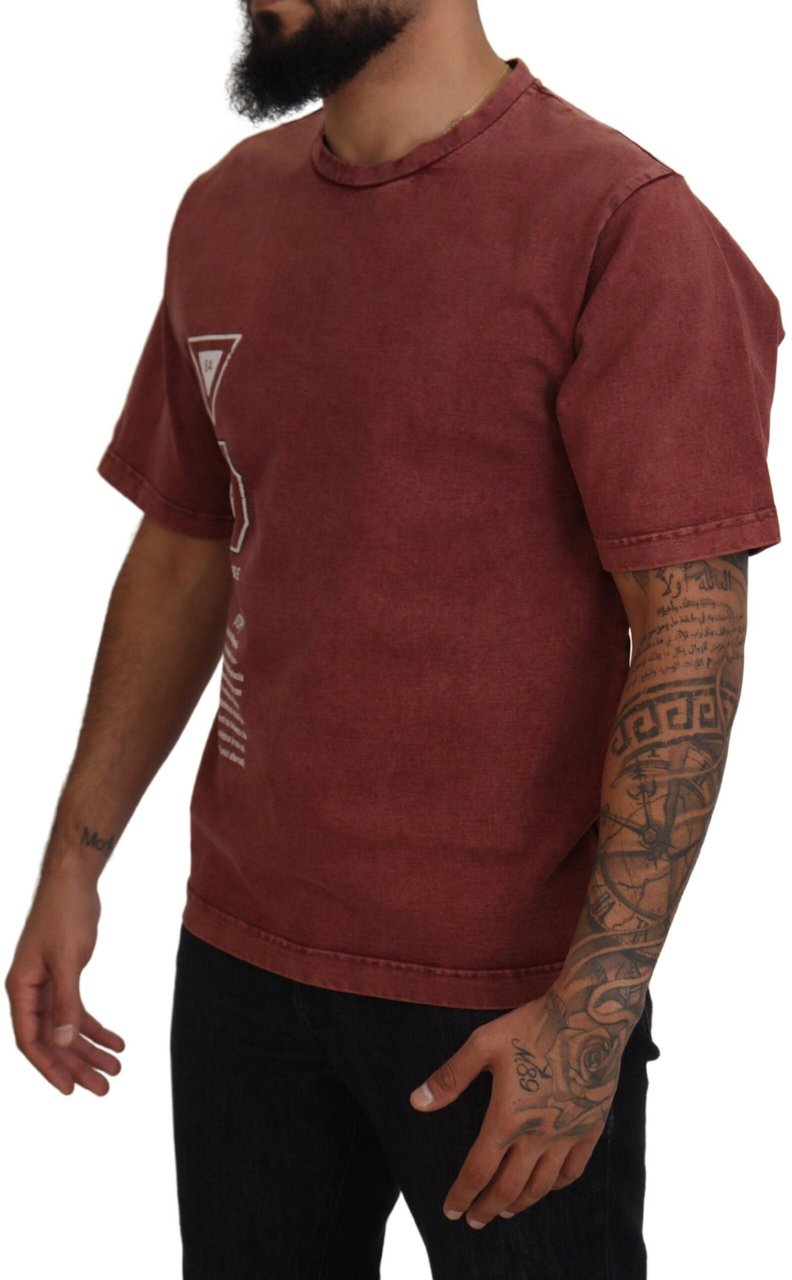 Dolce & Gabbana Maroon Print Round Neck Short Sleeves T-shirt Maroon