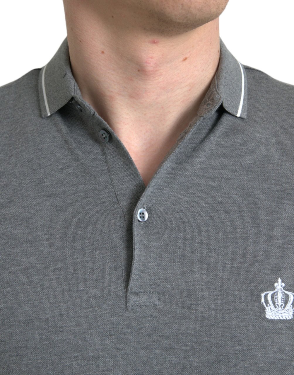 Dolce & Gabbana Gray Collared Short Sleeve Crown T-shirt Grijs