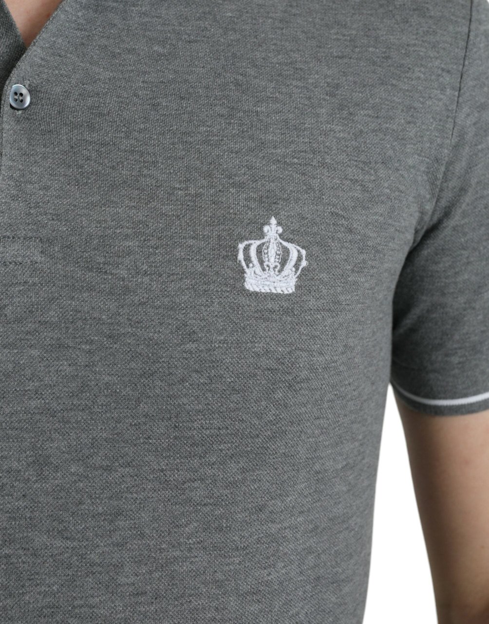 Dolce & Gabbana Gray Collared Short Sleeve Crown T-shirt Grijs