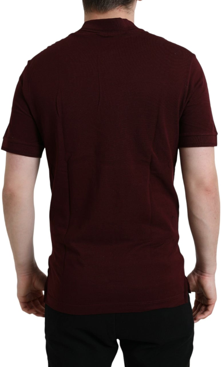 Dolce & Gabbana Maroon Collared Short Sleeves Polo T-shirt Zwart