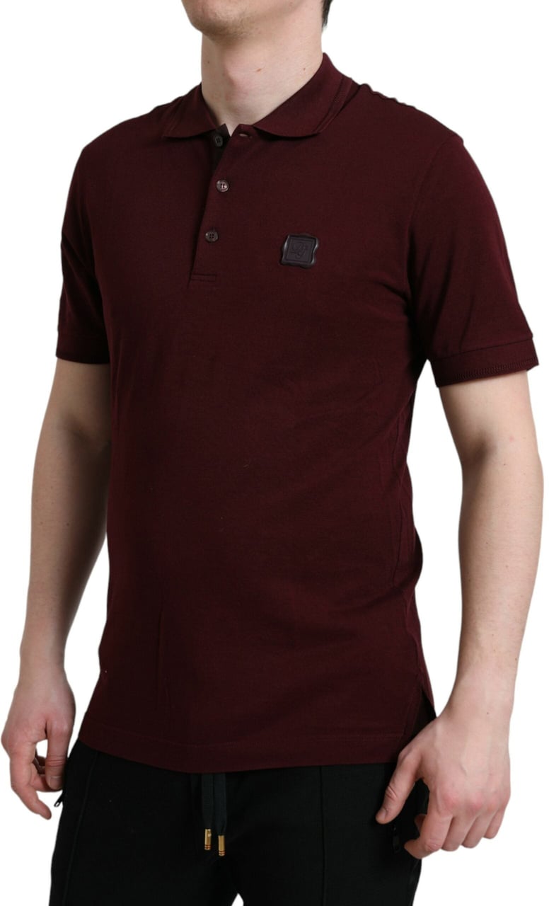 Dolce & Gabbana Maroon Collared Short Sleeves Polo T-shirt Zwart