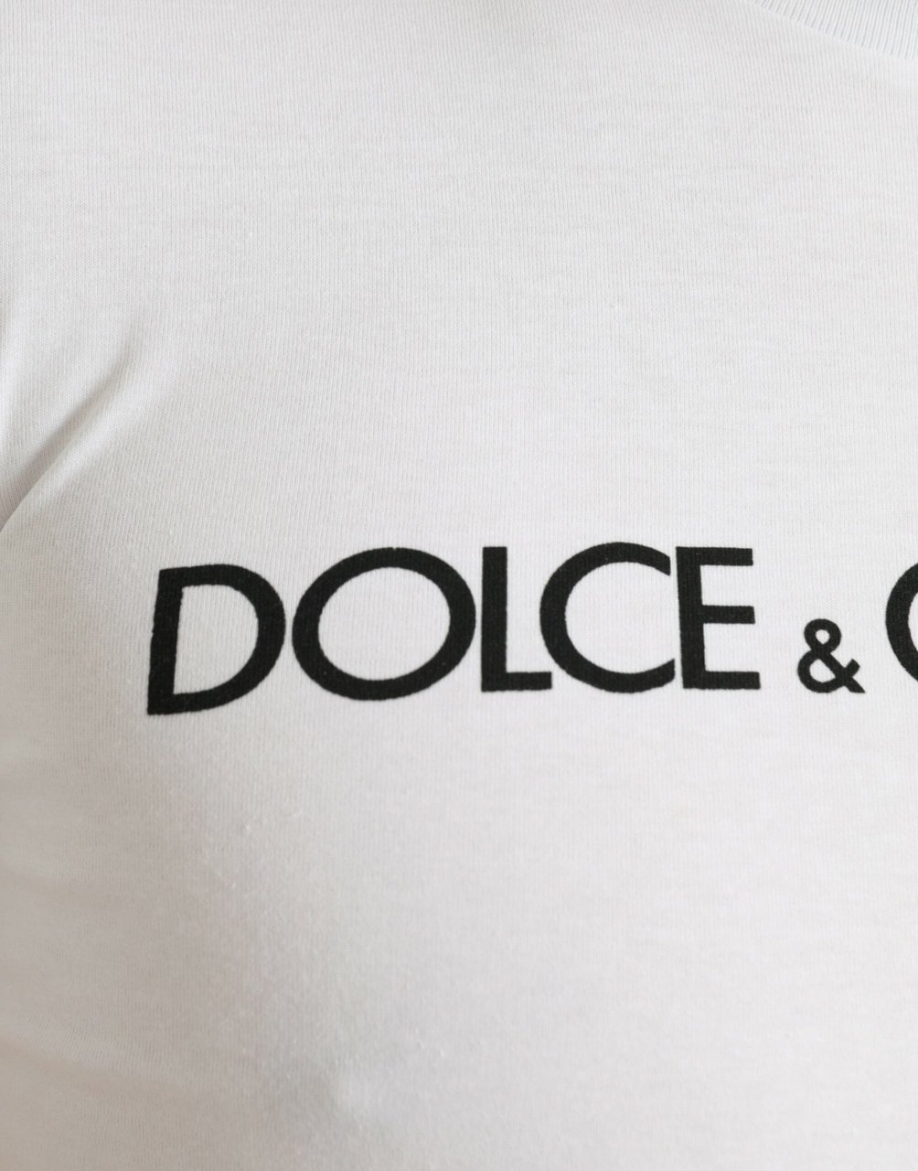 Dolce & Gabbana White Logo Print Cotton Crew Neck T-shirt Wit