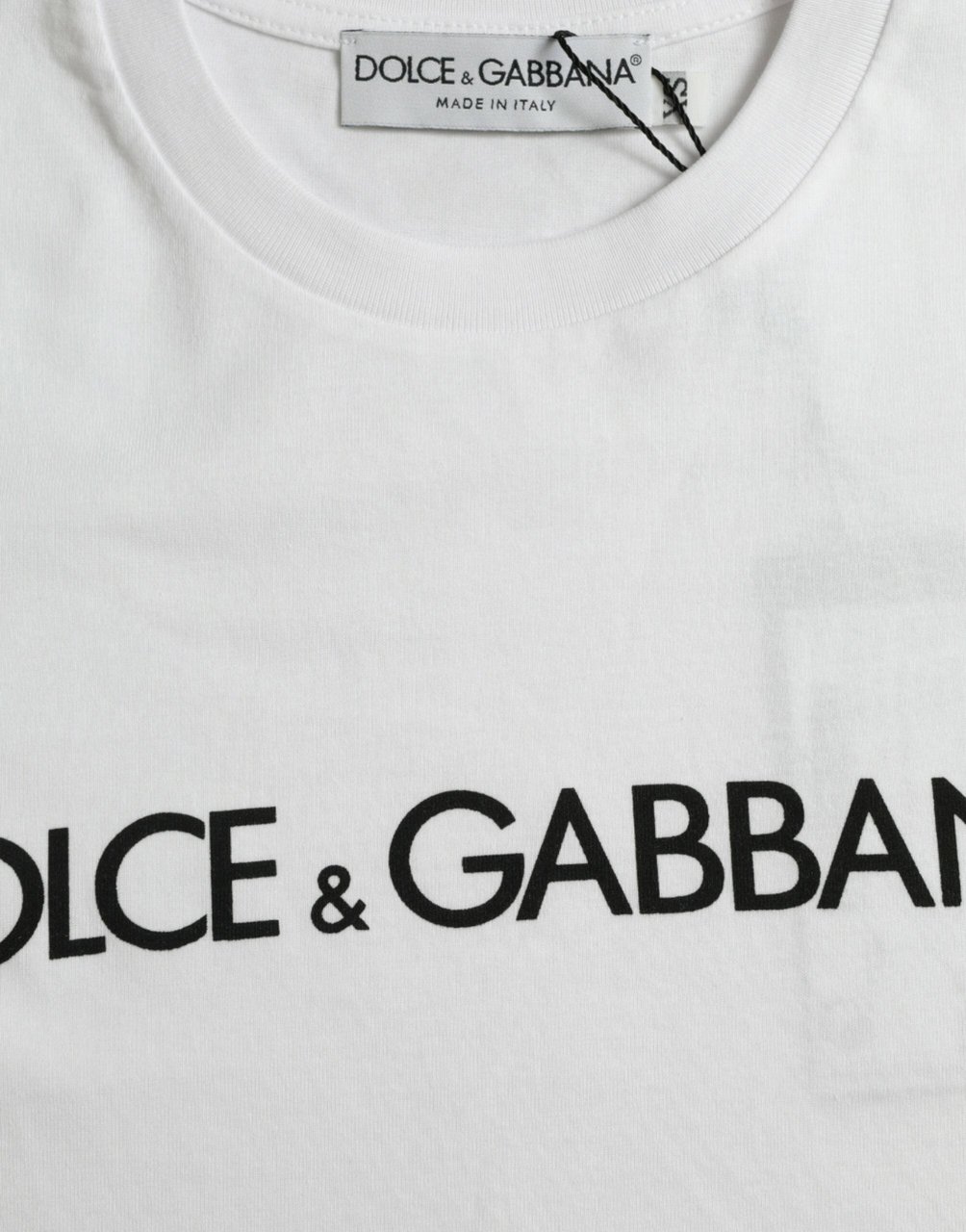 Dolce & Gabbana White Logo Print Cotton Crew Neck T-shirt Wit