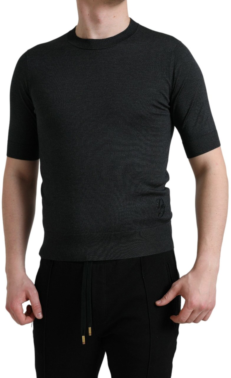 Dolce & Gabbana Dark Gray Crew Neck Short Sleeves T-shirt Grijs