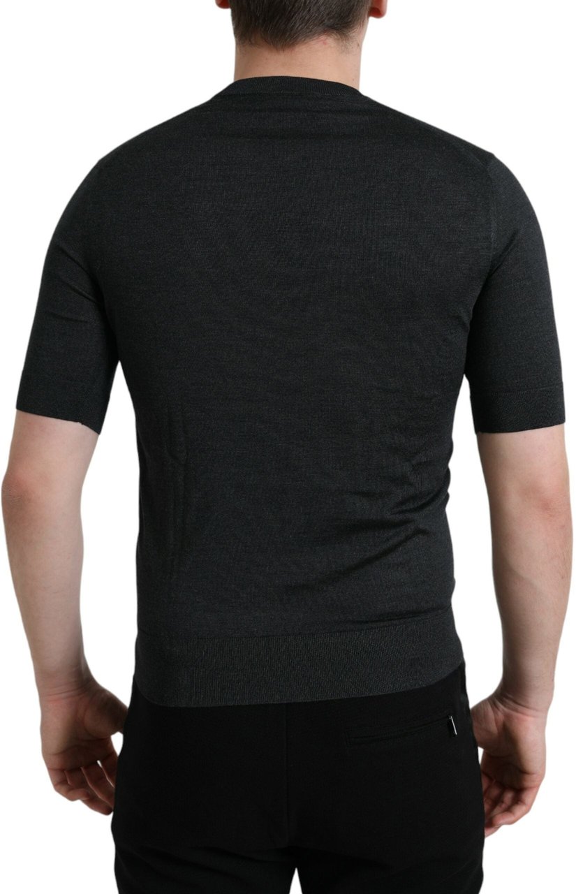 Dolce & Gabbana Dark Gray Crew Neck Short Sleeves T-shirt Grijs