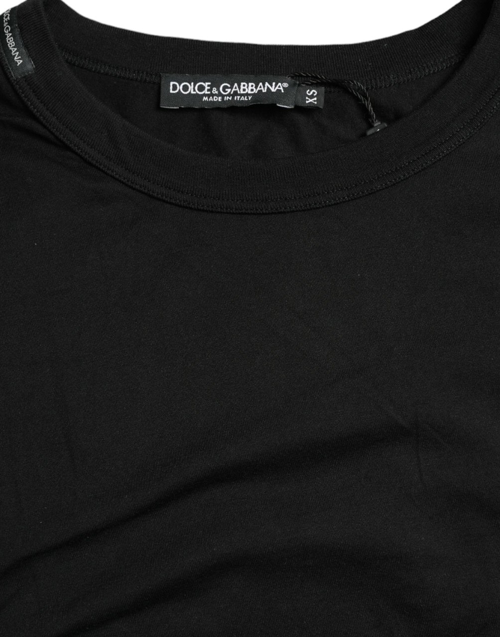 Dolce & Gabbana Black Logo Embossed Crew Neck Short Sleeves T-shirt Zwart