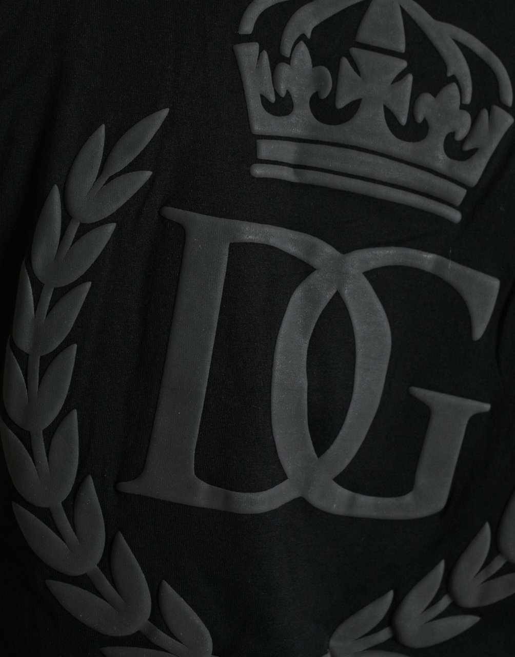 Dolce & Gabbana Black Logo Embossed Crew Neck Short Sleeves T-shirt Zwart