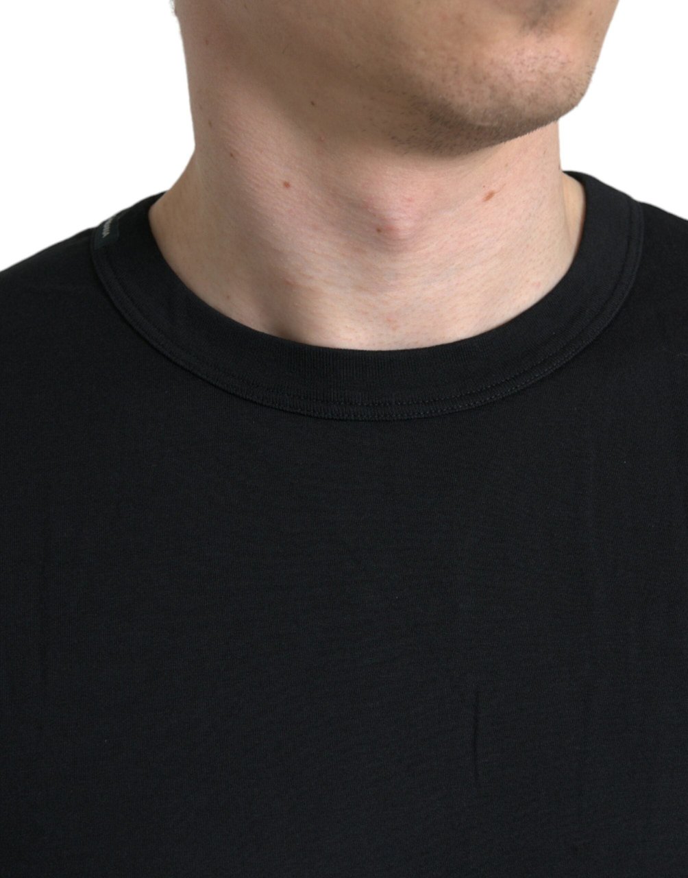 Dolce & Gabbana Black Logo Embossed Crew Neck Short Sleeves T-shirt Zwart