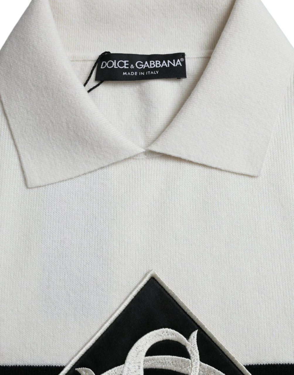 Dolce & Gabbana White DG Logo Collared Henley Shirt T-shirt Wit
