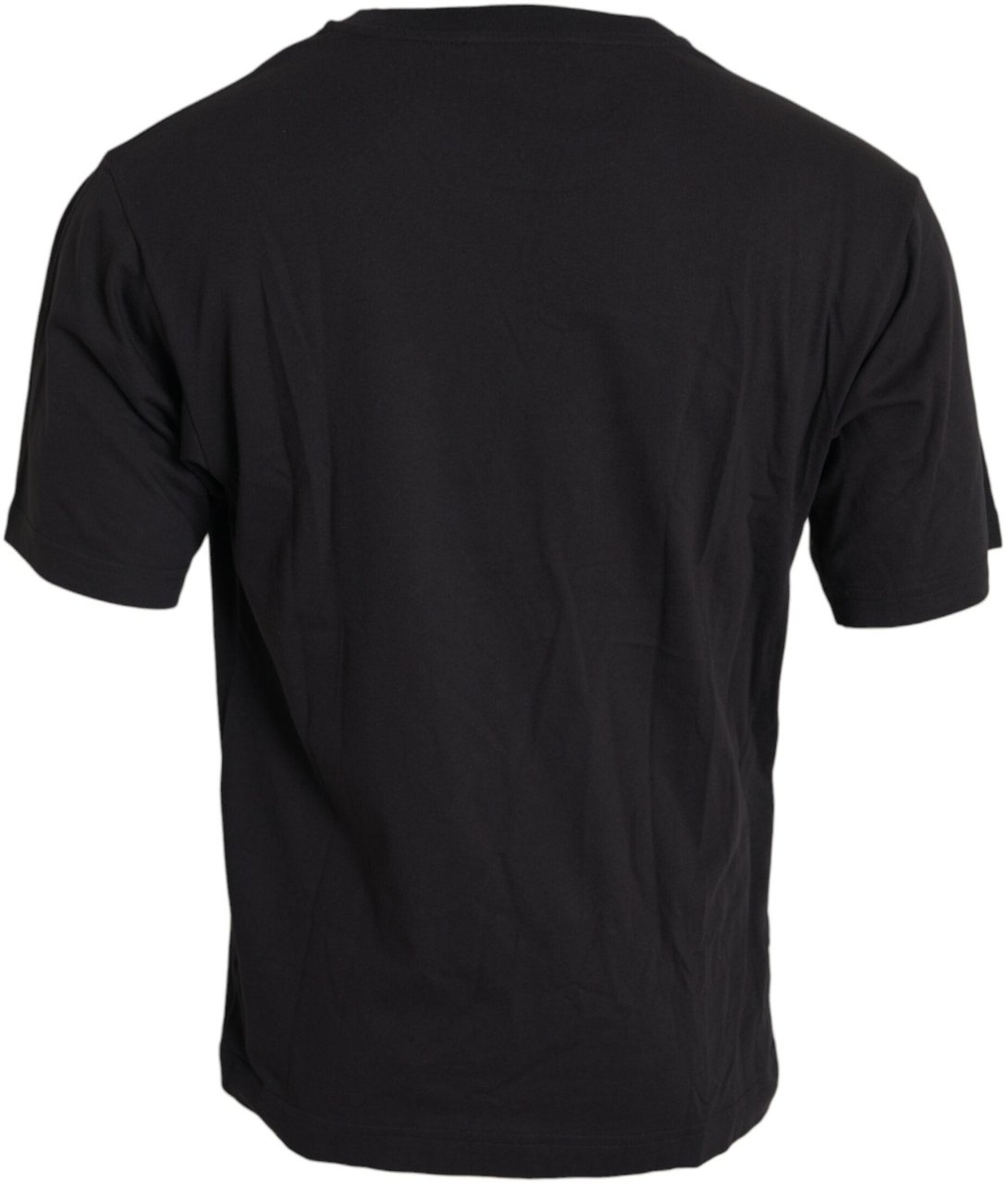 Dolce & Gabbana Black Printed Pocket Cotton Crewneck T-shirt Zwart
