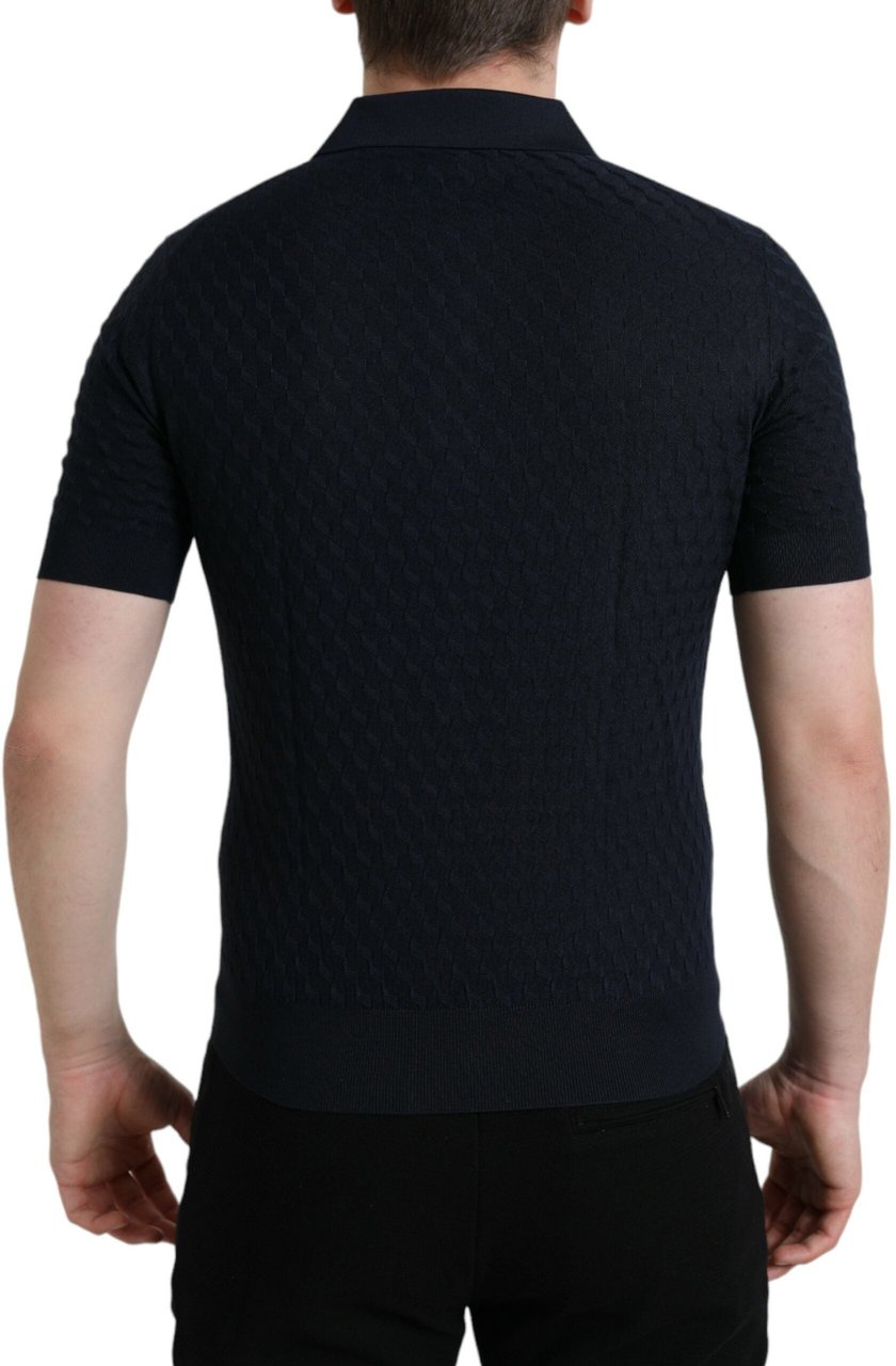 Dolce & Gabbana Dark Blue Collared Short Sleeve Polo T-shirt Blauw